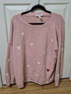 Pink Heart Knit Sweater